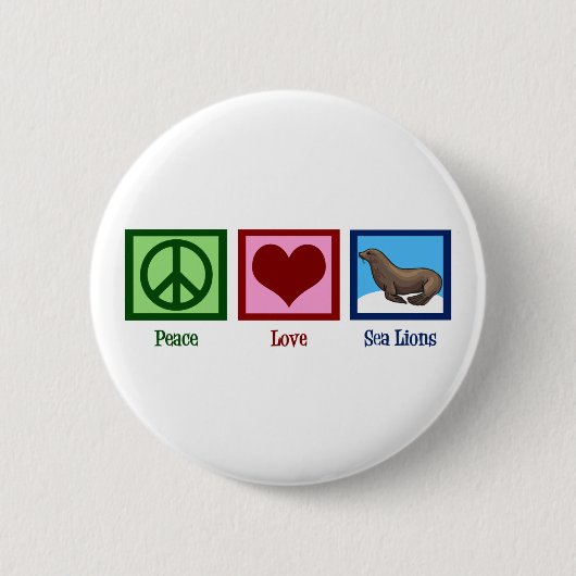 Frieden Liebe Seelöwen Button (Vorderseite)