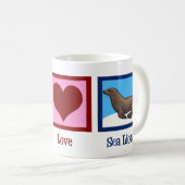 Frieden Liebe Seelöwen Kaffeetasse (VorderseiteRechts)