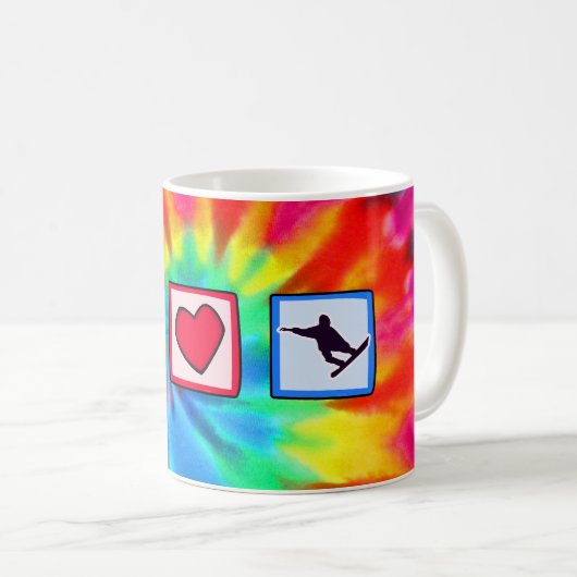 Frieden, Liebe, Snowboarding Kaffeetasse (VorderseiteRechts)