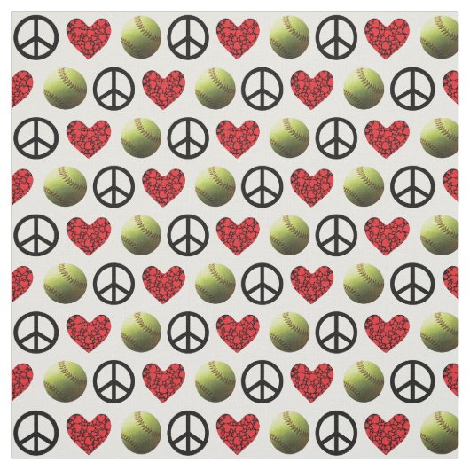 Frieden, Liebe, Softball-Entwurf Stoff (Muster)