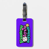 Frieden, Liebe, Softball Gepäckanhänger (Rückseite vertikal)