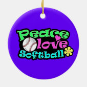 Frieden, Liebe, Softball Keramik Ornament (Hinten)
