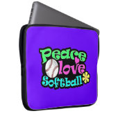 Frieden, Liebe, Softball Laptopschutzhülle (Vorne Rechts)