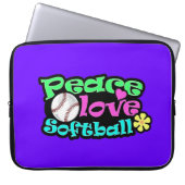 Frieden, Liebe, Softball Laptopschutzhülle (Vorderseite)