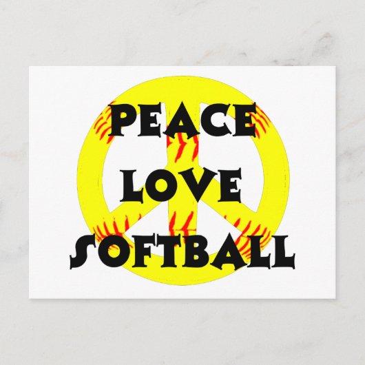 Frieden, Liebe, Softball mit Friedenszeichen Postkarte (Vorderseite)