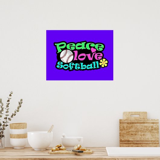 Frieden, Liebe, Softball Poster (Küche)