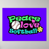 Frieden, Liebe, Softball Poster (Vorne)