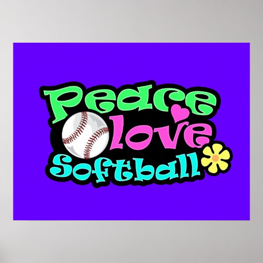 Frieden, Liebe, Softball Poster (Vorne)