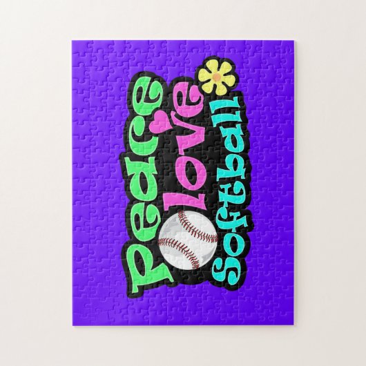 Frieden, Liebe, Softball Puzzle (Vertikal)