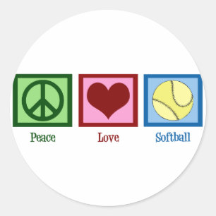 Frieden Liebe Softball Runder Aufkleber