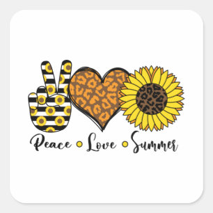 Frieden Liebe Sommer Cool T-Shirt Quadratischer Aufkleber