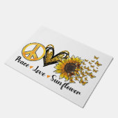 "Frieden, Liebe, Sonnenblume" Fußmatte (Schrägansicht)