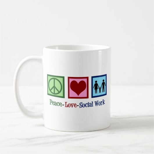 Frieden Liebe Sozialarbeit Kaffeetasse (Links)