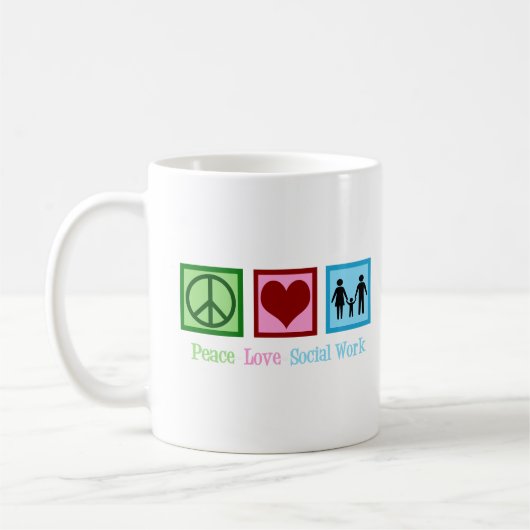 Frieden Liebe Sozialarbeit Kaffeetasse (Links)