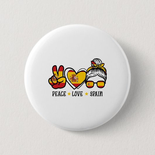 Frieden Liebe Spanien Unordentlicher Dutt Spanisch Button (Vorderseite)