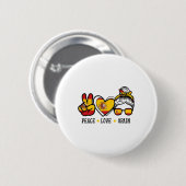 Frieden Liebe Spanien Unordentlicher Dutt Spanisch Button (Vorne & Hinten)