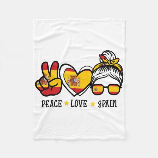 Frieden Liebe Spanien Unordentlicher Dutt Spanisch Fleecedecke (Vorderseite)