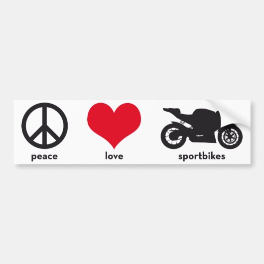 Frieden • Liebe • Sportbikes Autoaufkleber (Vorne)