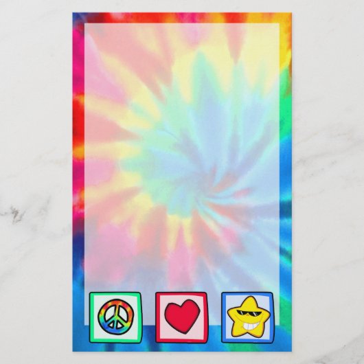 Frieden, Liebe, Sterne Briefpapier (Vorderseite)