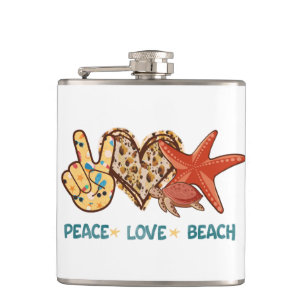 Frieden, Liebe, Strand Sommer Stimmung Vintage Flachmann