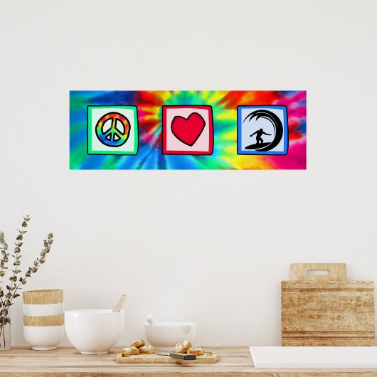 Frieden, Liebe, Surfen Poster (Küche)