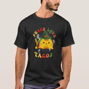 Frieden Liebe Tacos Farbe Groovy süße Taco-Katze u T-Shirt