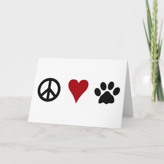 Frieden-Liebe-Tatzen Gruß-Karte Karte (Vorderseite)