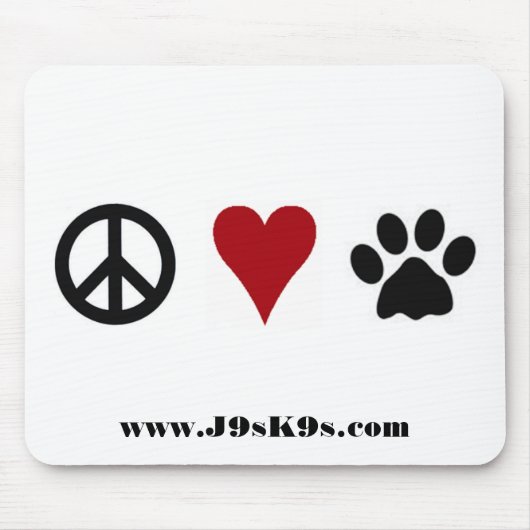 Frieden-Liebe-Tatzen Mousepad (Vorne)