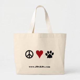 Frieden-Liebe-Tatzen Taschen-Tasche Jumbo Stoffbeutel