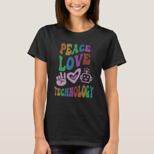 FRIEDEN LIEBE TECHNIK Retro-Computer-Lehrer Groov T-Shirt