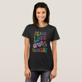 FRIEDEN LIEBE TECHNIK Retro-Computer-Lehrer Groov T-Shirt (Vorne ganz)