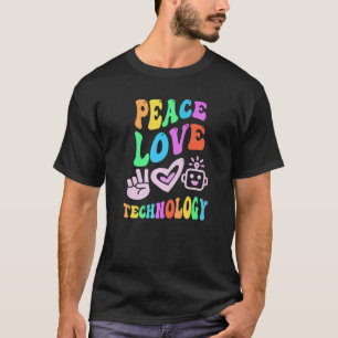 FRIEDEN LIEBE TECHNIK Retro-Computer-Lehrer Groov T-Shirt