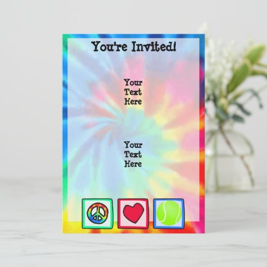 Frieden, Liebe, Tennis Einladung (Stehend Vorderseite)