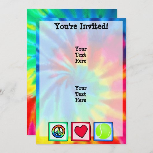 Frieden, Liebe, Tennis Einladung (Vorne/Hinten)