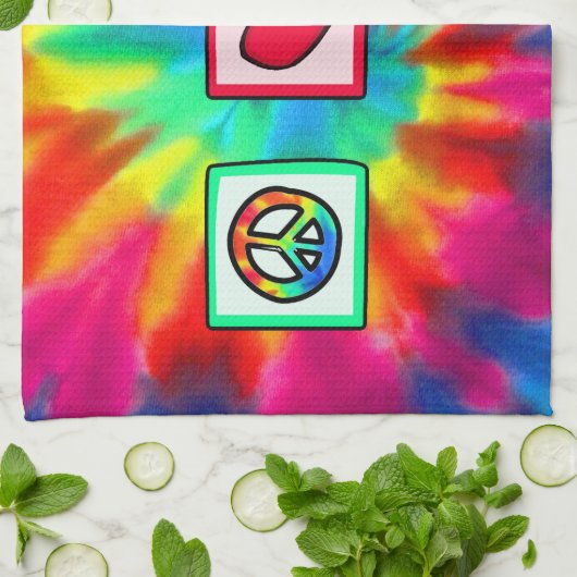 Frieden, Liebe, Tennis Geschirrtuch (Gefaltet)