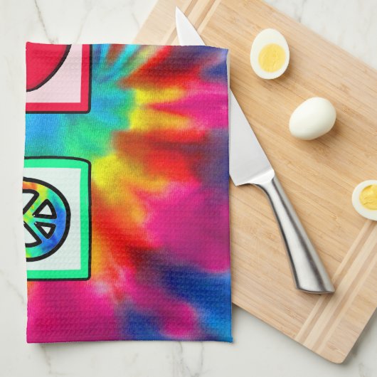 Frieden, Liebe, Tennis Geschirrtuch (Viertel Falte)