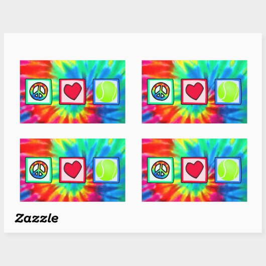 Frieden, Liebe, Tennis Rechteckiger Aufkleber (Blatt)