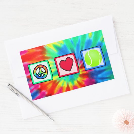 Frieden, Liebe, Tennis Rechteckiger Aufkleber (Umschlag)