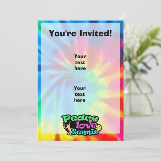 Frieden, Liebe, Tennis; Retro Einladung (Stehend Vorderseite)