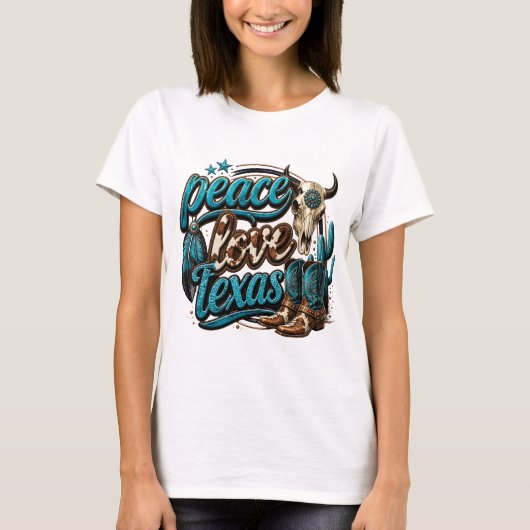 Frieden Liebe Texas T-Shirt (Vorderseite)