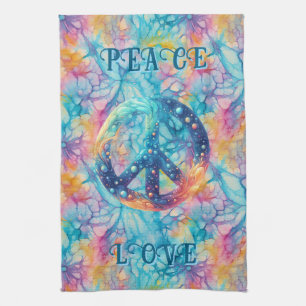 Frieden Liebe Tie-Dye Geschirrtuch