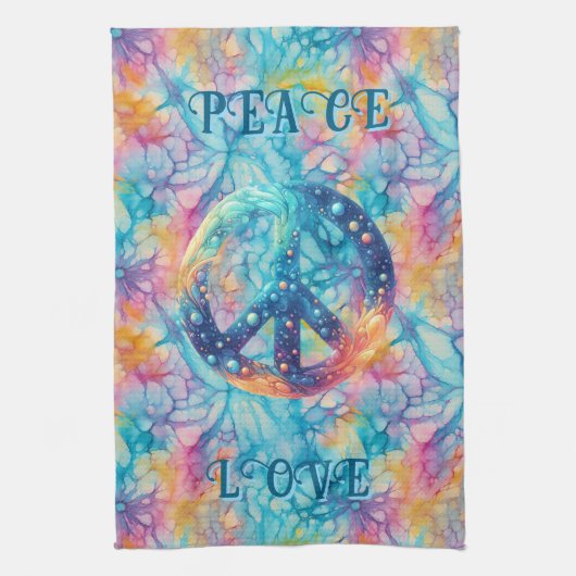 Frieden Liebe Tie-Dye Geschirrtuch (Vertikal)