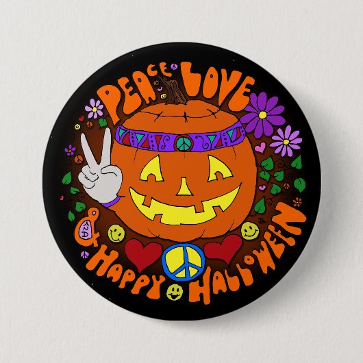 Frieden, Liebe u. glückliches Halloween! Button (Vorderseite)