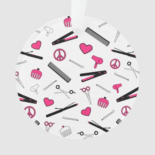 Frieden, Liebe u. Haar-Zusätze (Rosa) Ornament (Vorderseite)