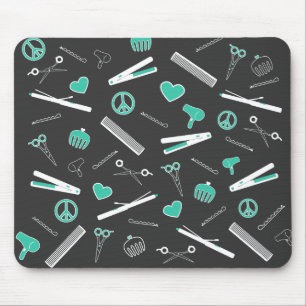 Frieden, Liebe u. Haar-Zusätze (Türkis-Dunkelhei Mousepad