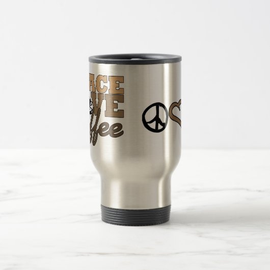 Frieden, Liebe u. Kaffee Reisebecher (Mittel)