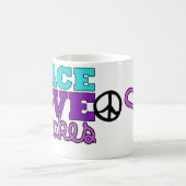 Frieden, Liebe u. kleine Kuchen! Tasse lila (Mittel)