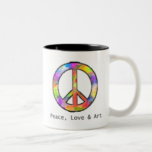 Frieden, Liebe u. Kunst-Tasse Zweifarbige Tasse
