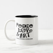 Frieden, Liebe u. Kunst-Tasse Zweifarbige Tasse (Links)
