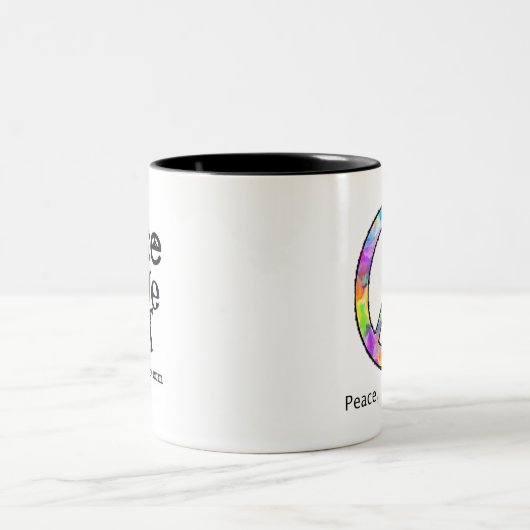 Frieden, Liebe u. Kunst-Tasse Zweifarbige Tasse (Mittel)